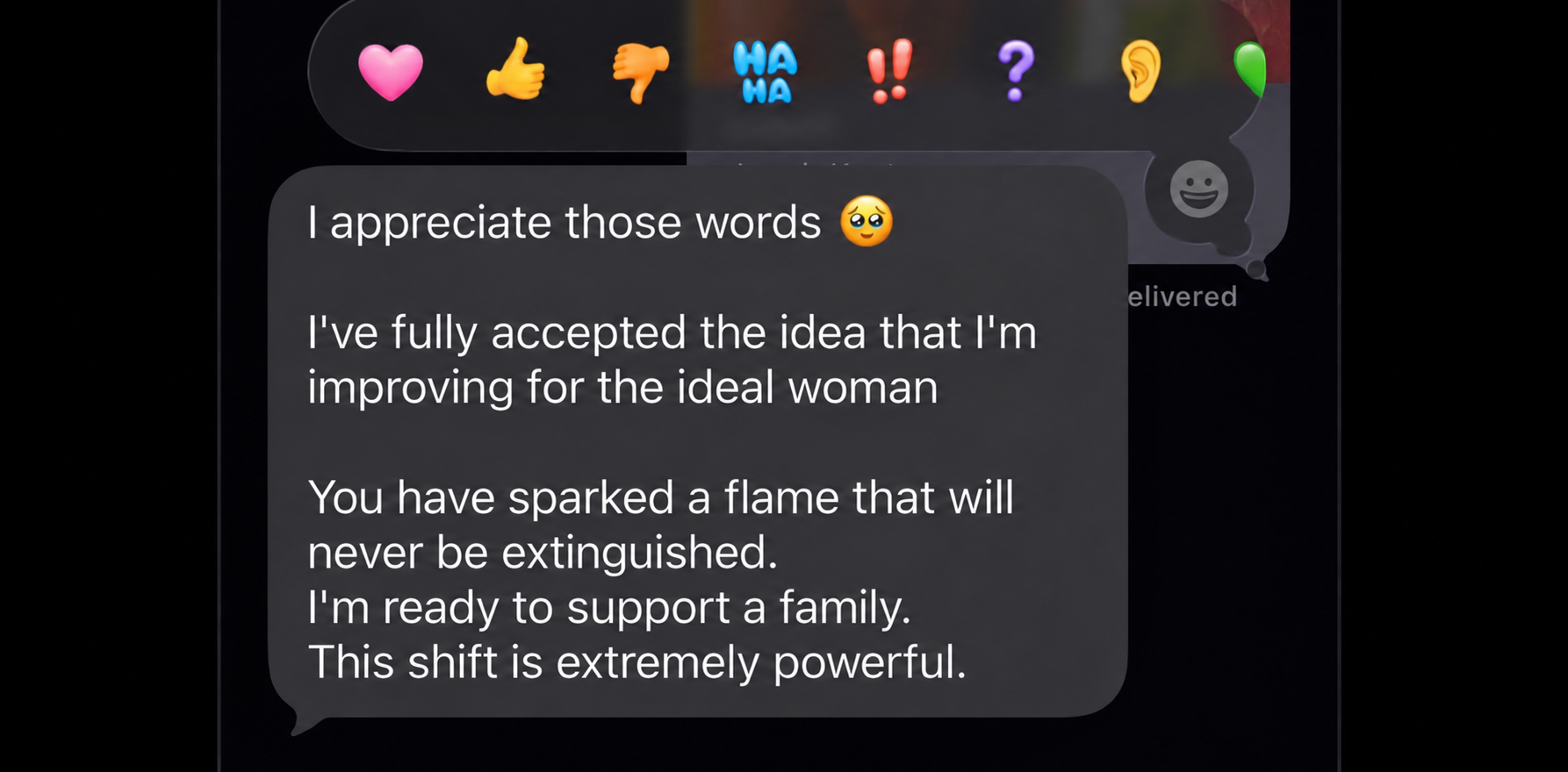 Personal message, edited for privacy, describing a powerful personal shift and thanking Liz for sparking a lasting flame.